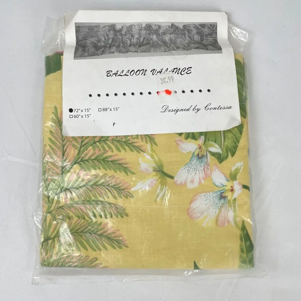 Contessa Balloon Valance Yellow Tropical Floral Beach House Decor‎ 72